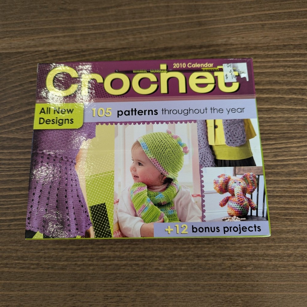 Vintage Crochet Pattern Day-to-Day Calendar 2010 OS Multi 117 Designs Boxed